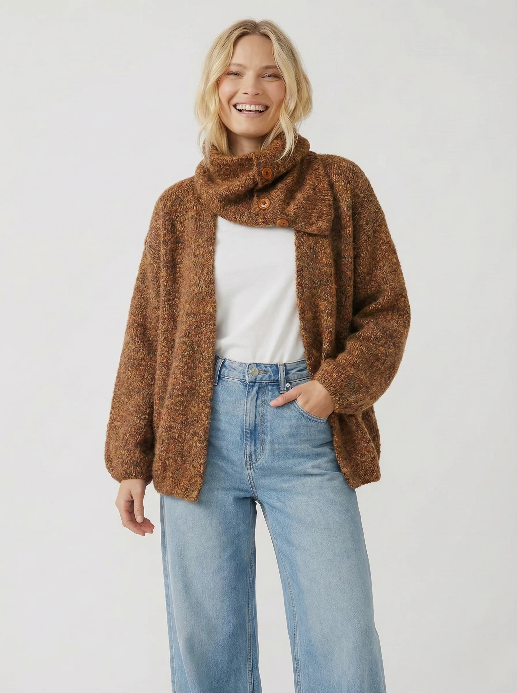 2Pc Cowl Cardigan Set - Image 3