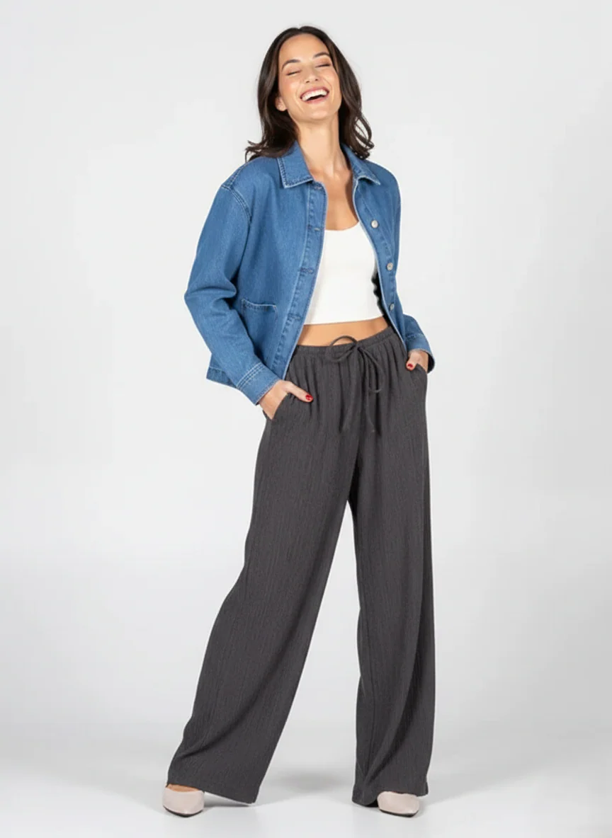 Crinkle Wide Leg Pant - Image 3