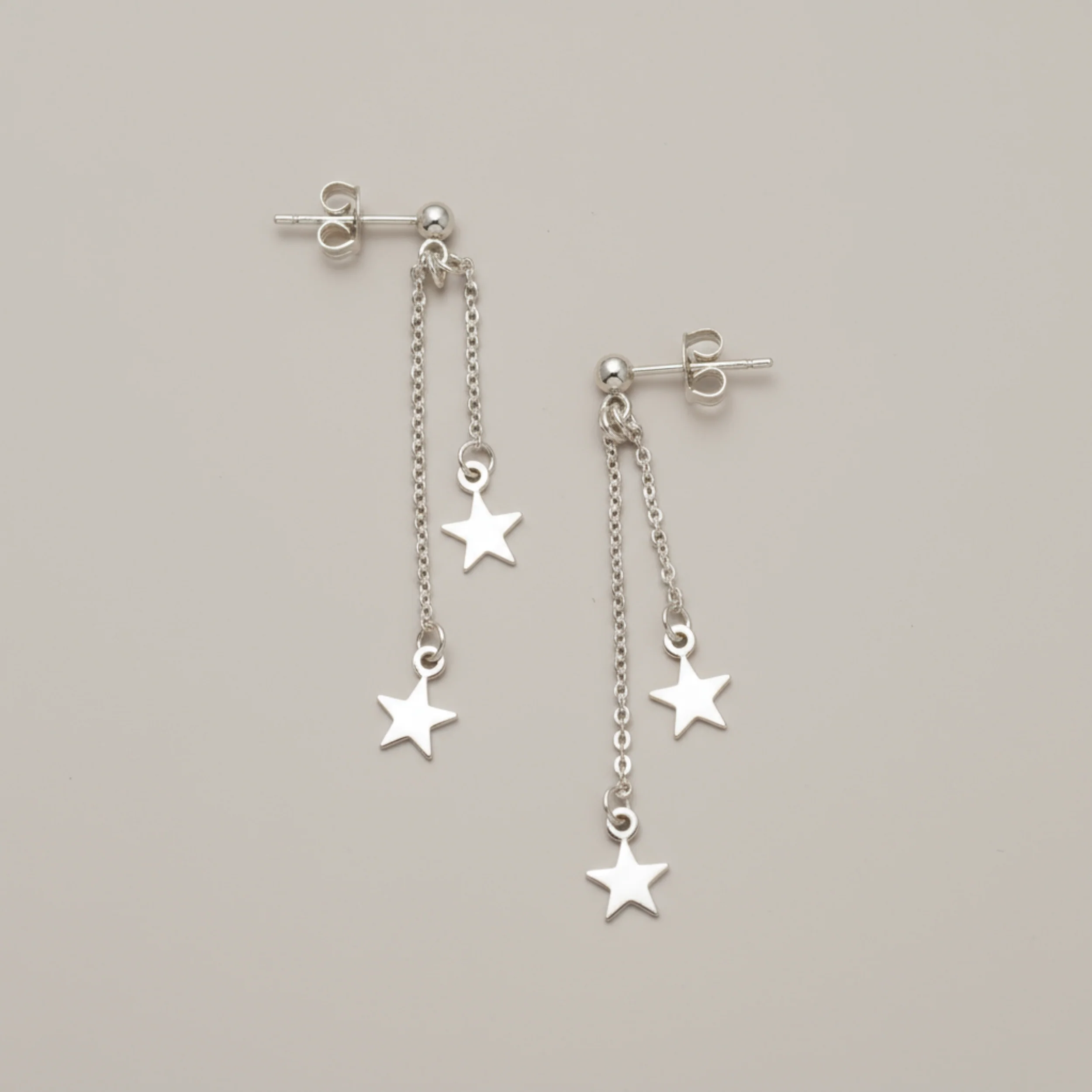 Drop Chain Star Earring SILVER - Image 2