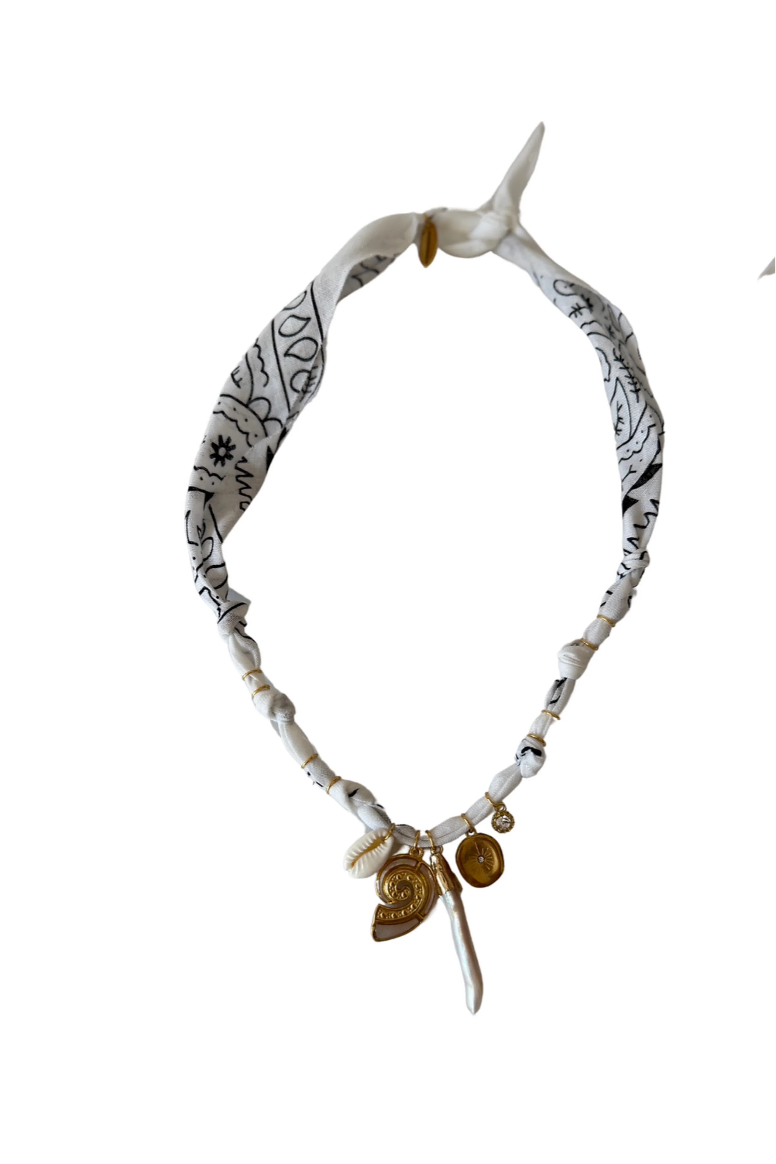 Golden Fluo White Long Pearl Necklace