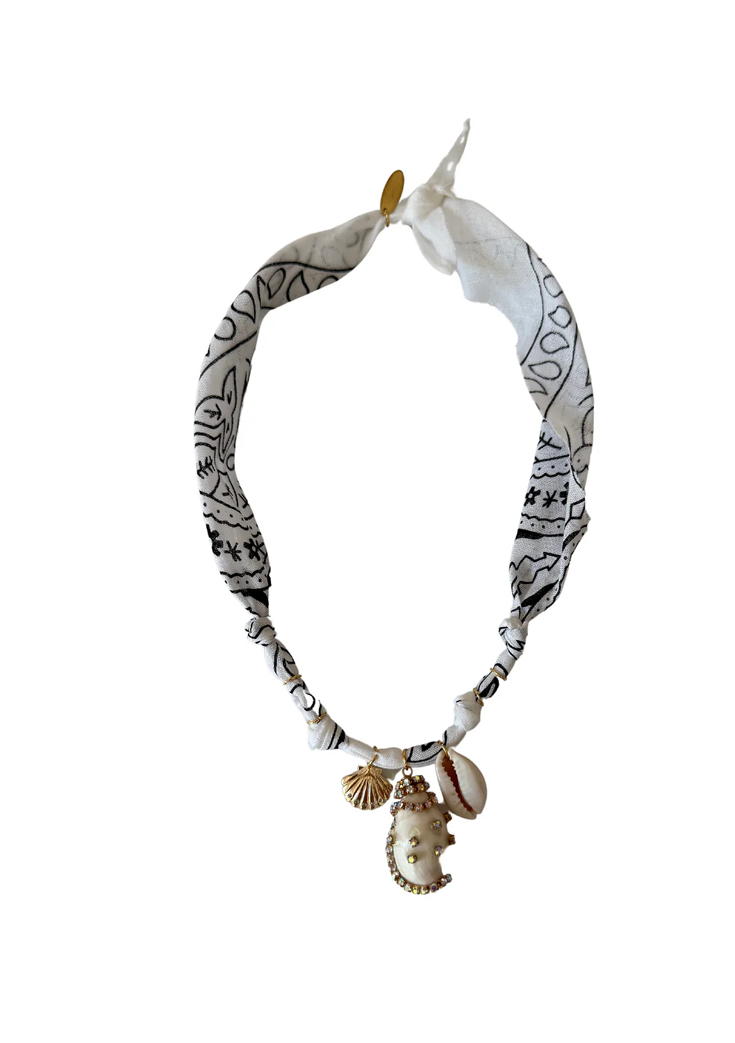Golden Fluo White Rhinestone Shell Necklace - Image 3