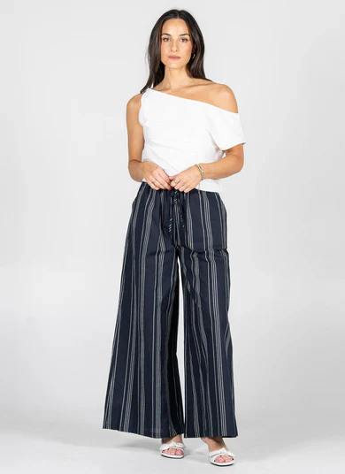 Linen Stripe Wide Leg Pant - Image 4