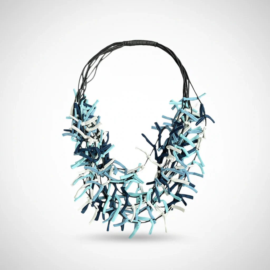 Multi Strand Fabric Necklace - Image 3
