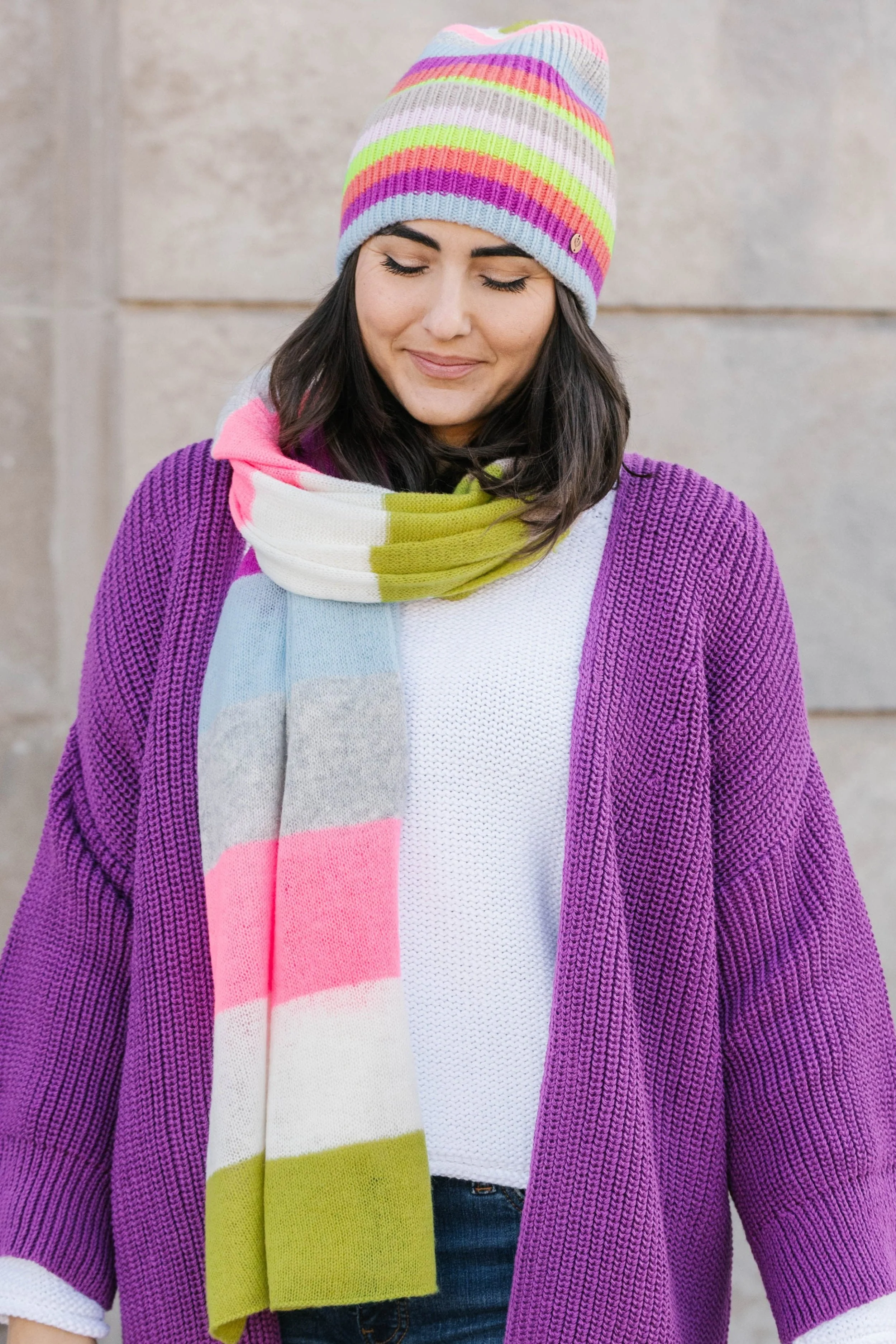 Multi Stripe Knit Beanie - Image 4
