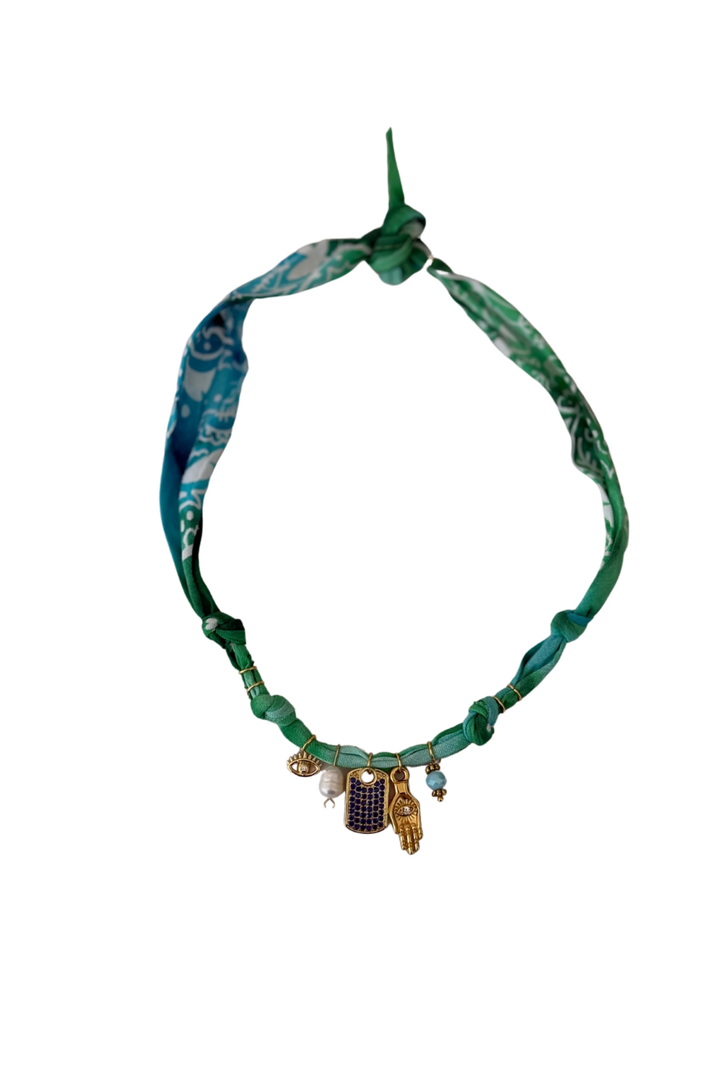 Mystic Lagoon Blue Rhinestone Plate Necklace