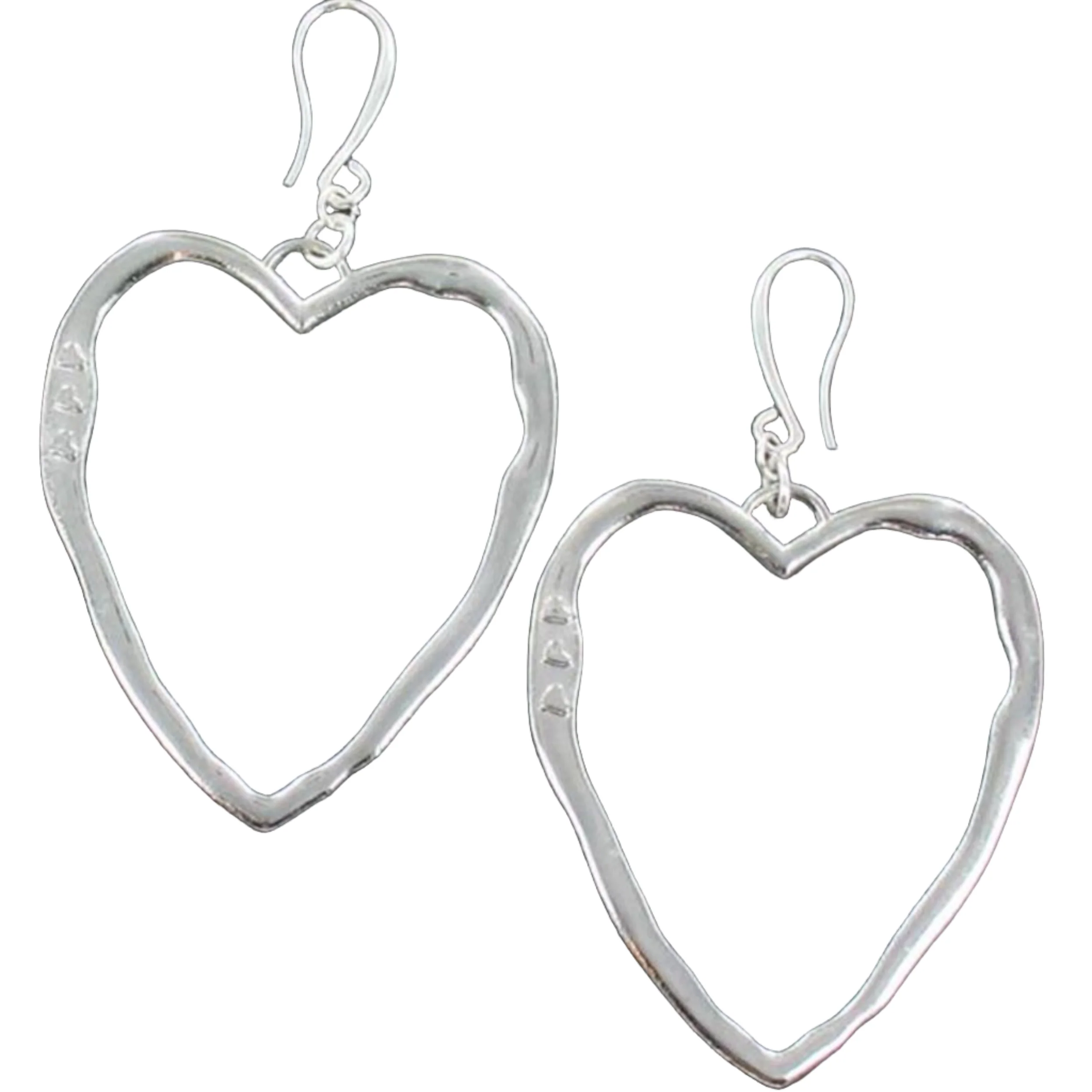 Open Heart Earrings in Silver Plate - Image 2