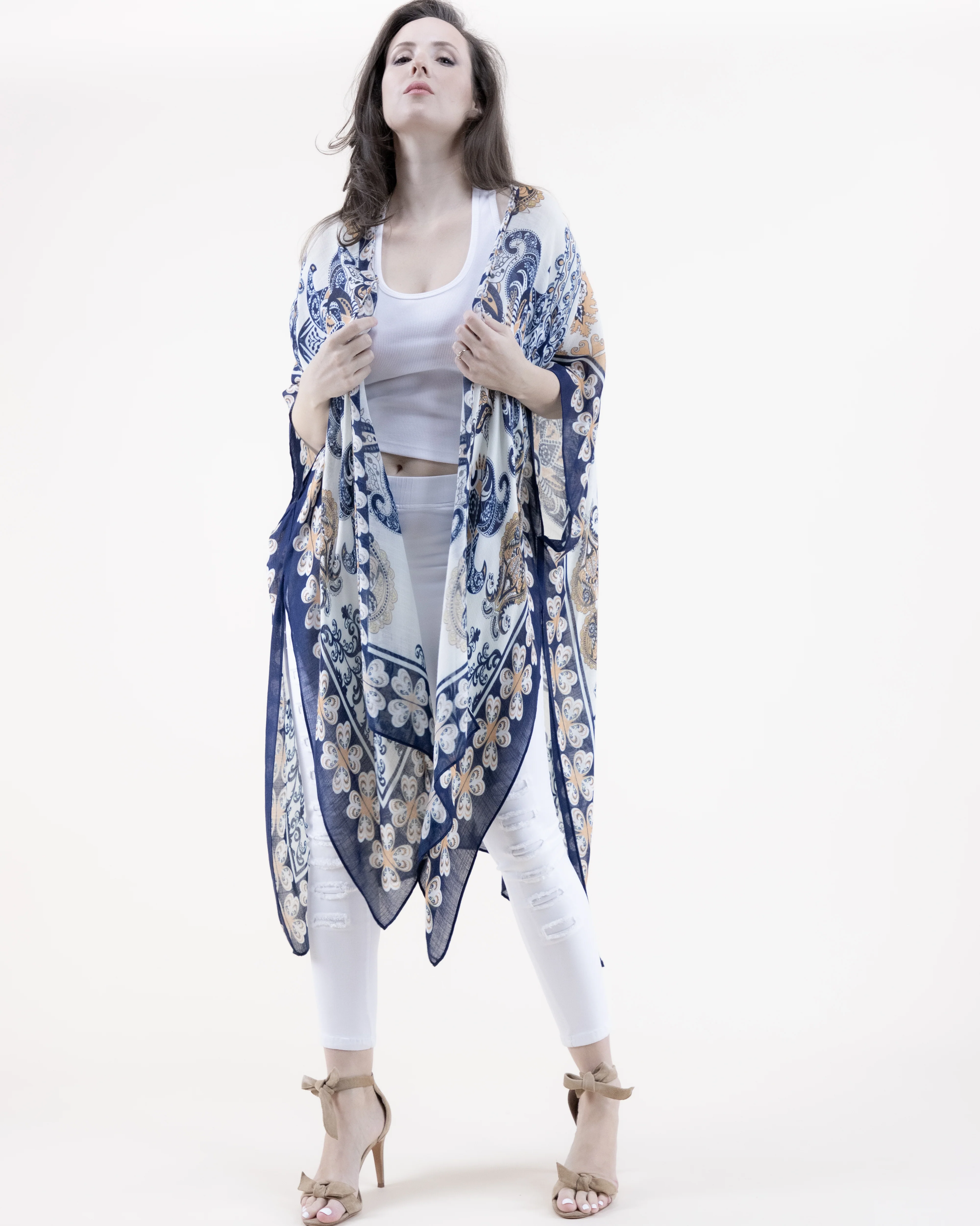 Paisley Floral Print Kimono - Image 4