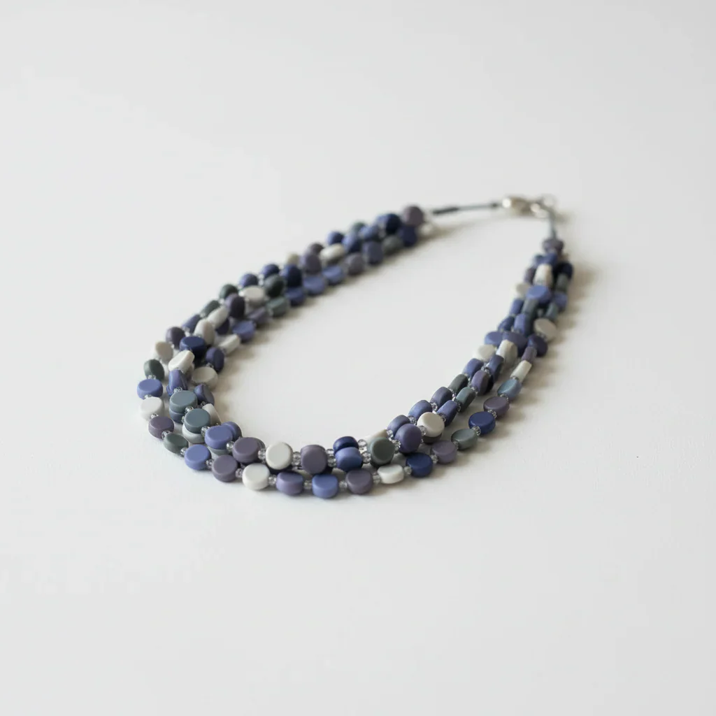 Resin & Glass Bead Disc Necklace - Image 6