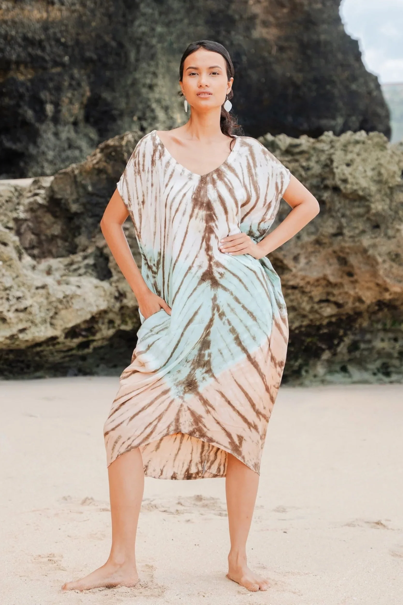 Tie Dye Lapis Ombre Kaftan Dress