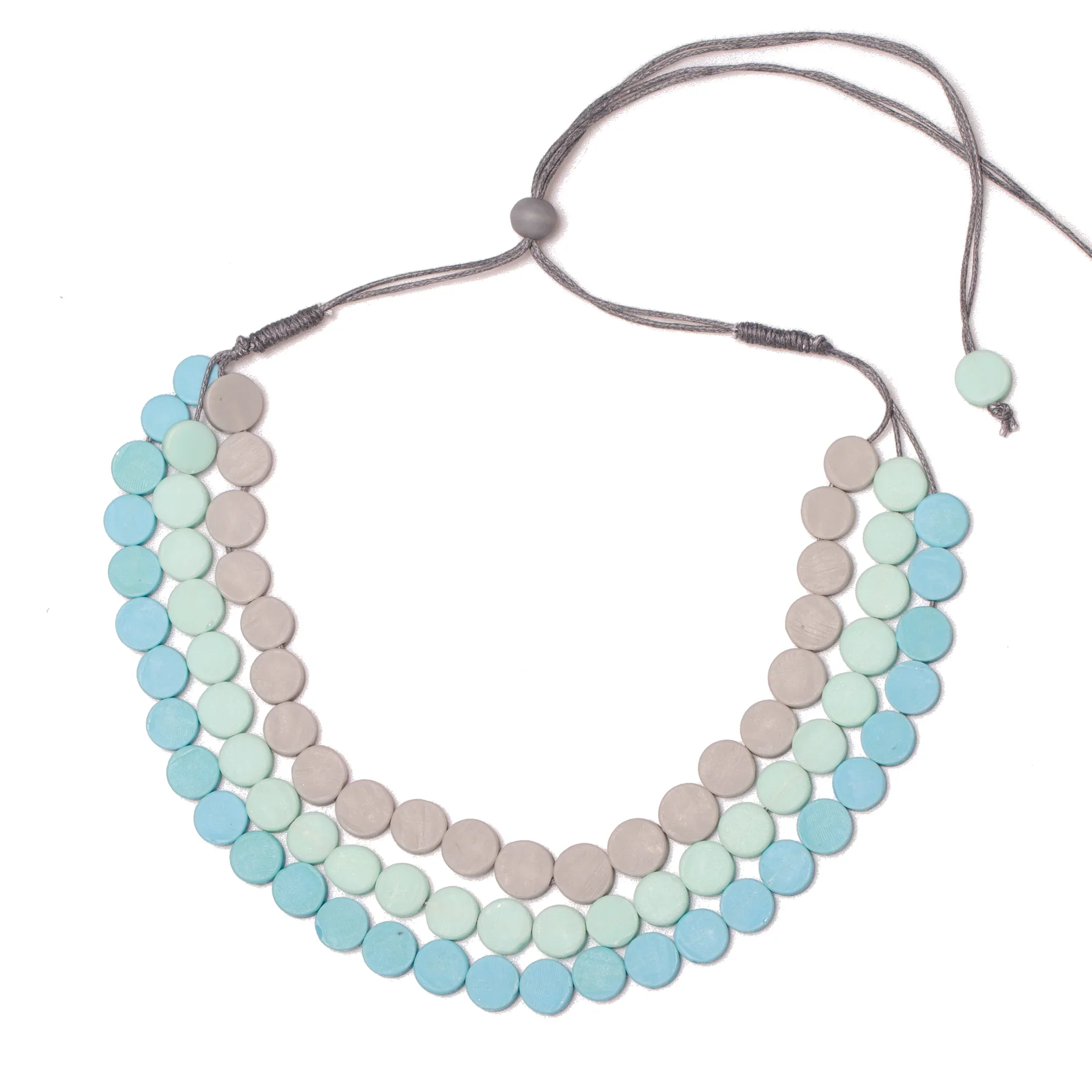 Triple Strand Resin Disc Necklace - Image 2