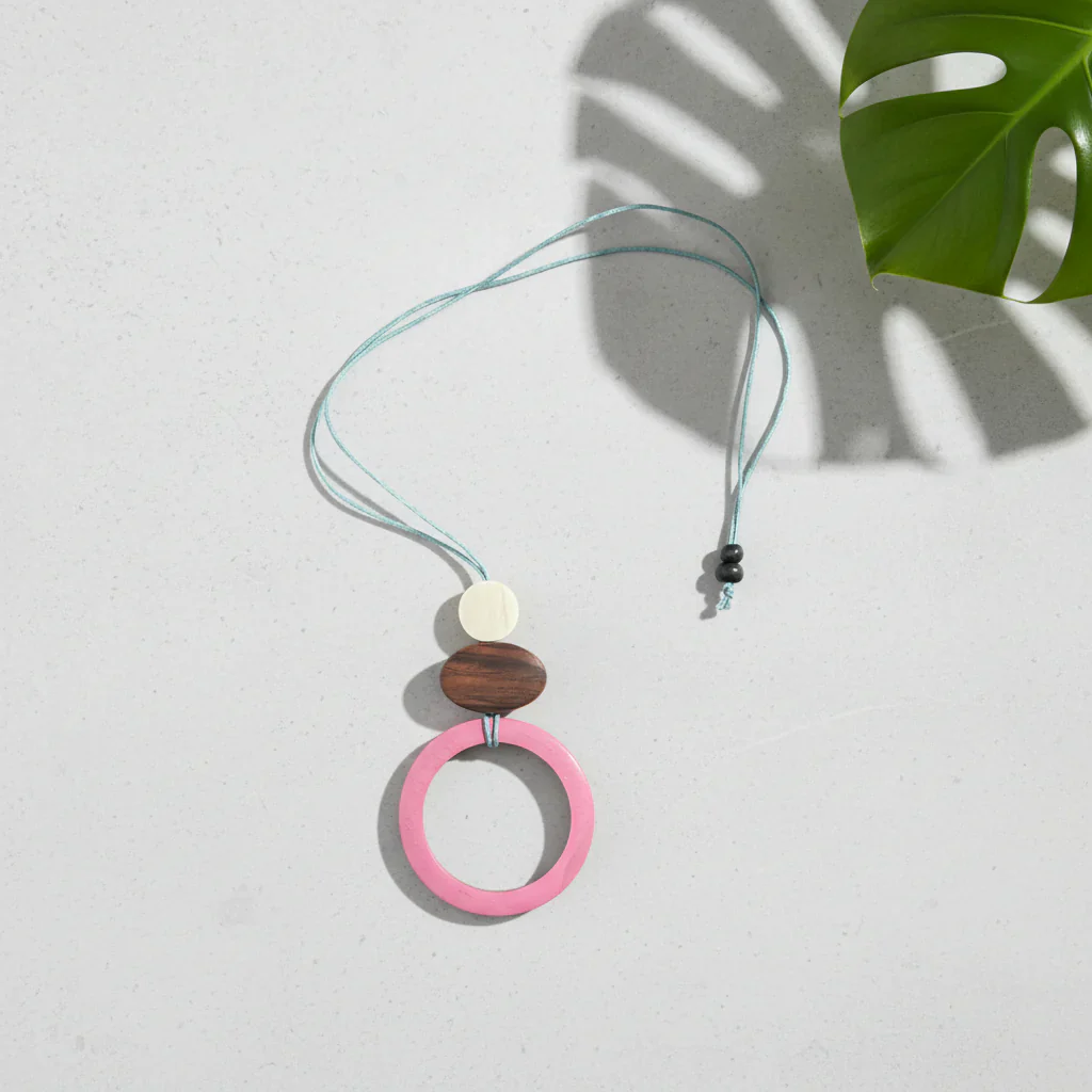 Wooden Open Circle Pendant Necklace - Image 2